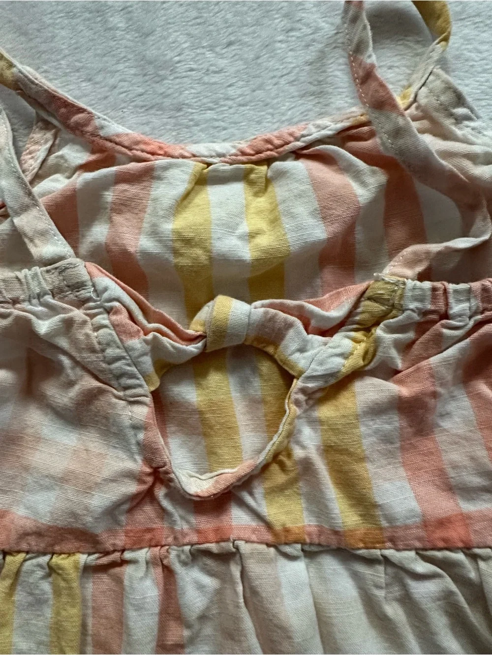 OshKosh B'Gosh Gingham Sleeveless Top Pink Yellow Toddler Girls Size 4T Cut Out